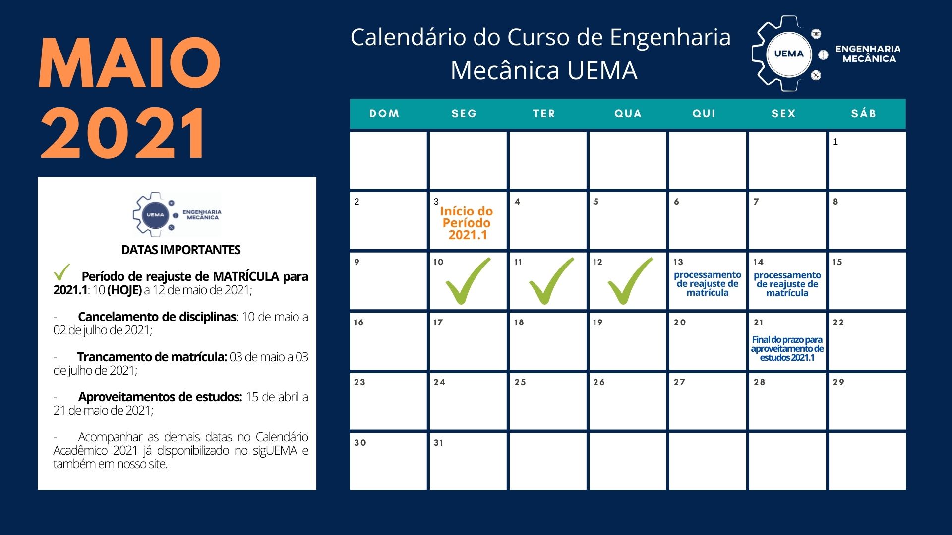 Reajuste de MATRÍCULA (HOJE), cancelamento de disciplinas, aproveitamentos de estudos e trancamento de matrícula