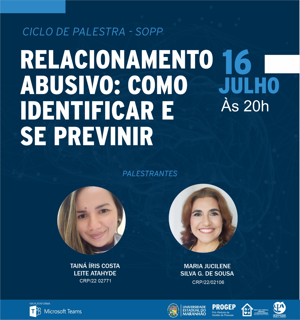 Convite para a Palestra “RELACIONAMENTO ABUSIVO: COMO IDENTIFICAR E SE PREVINIR”