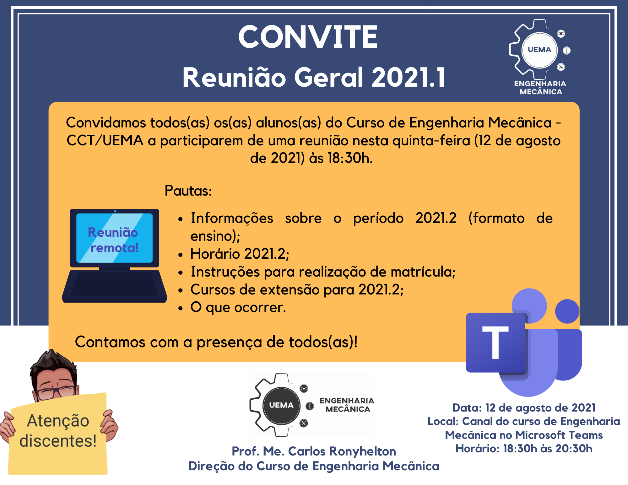 CONVITE: Reunião Geral 2021.1