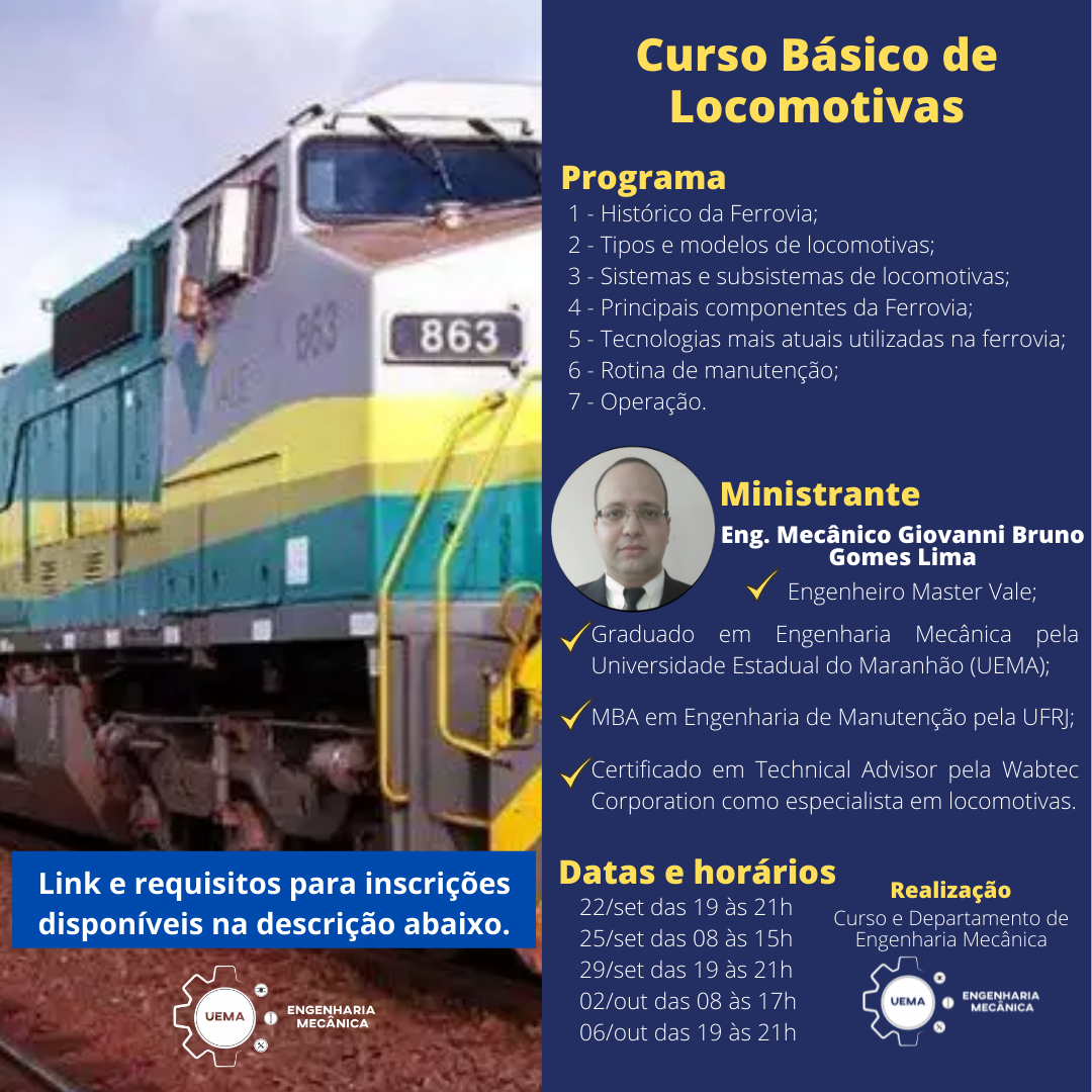 Inscrições abertas para o Curso Básico de Locomotivas