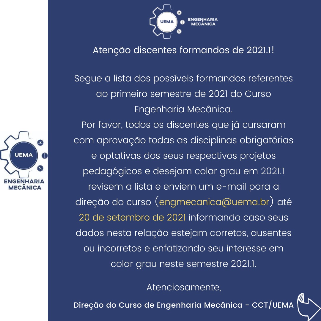 Possível Lista de Formandos 2021.1.