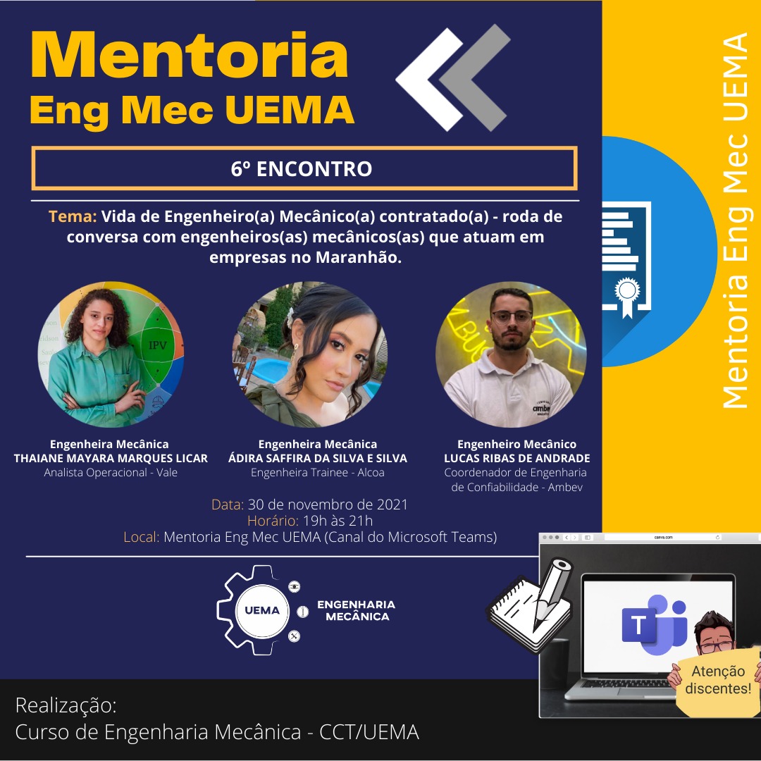 Mentoria Eng Mec UEMA – 6º Encontro