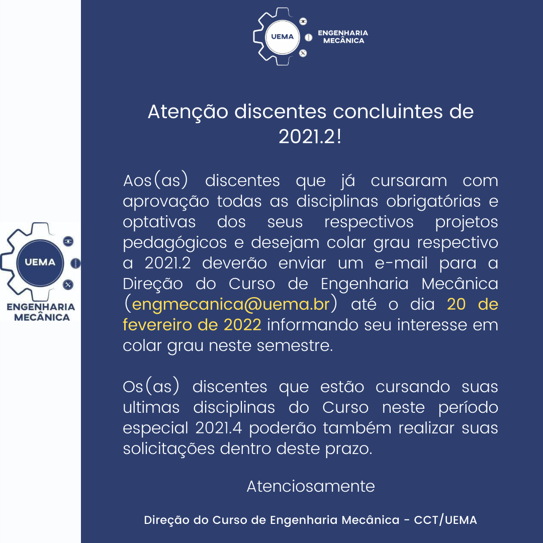 Informativo Colação de Grau 2021.2