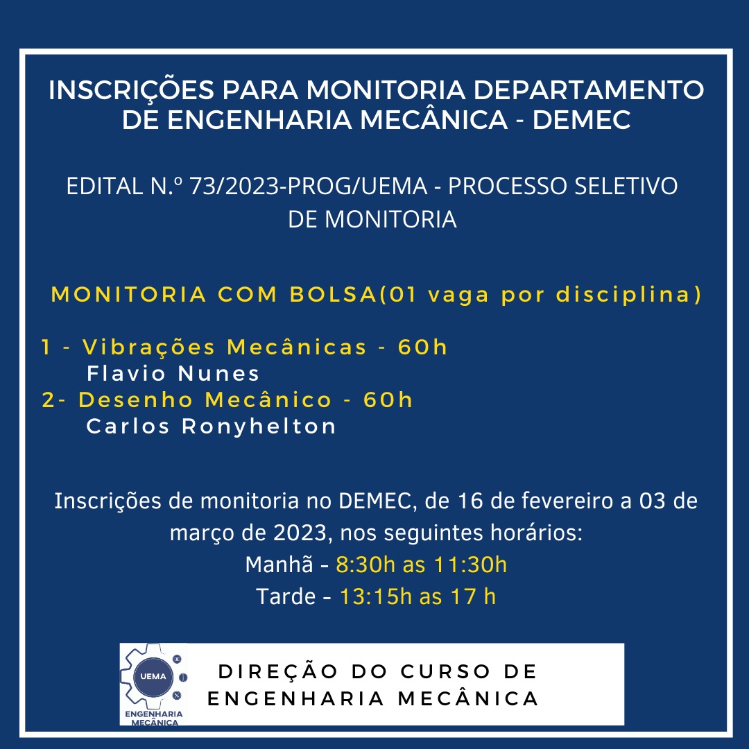 Oportunidade de Monitoria para o semestre 2023.1!