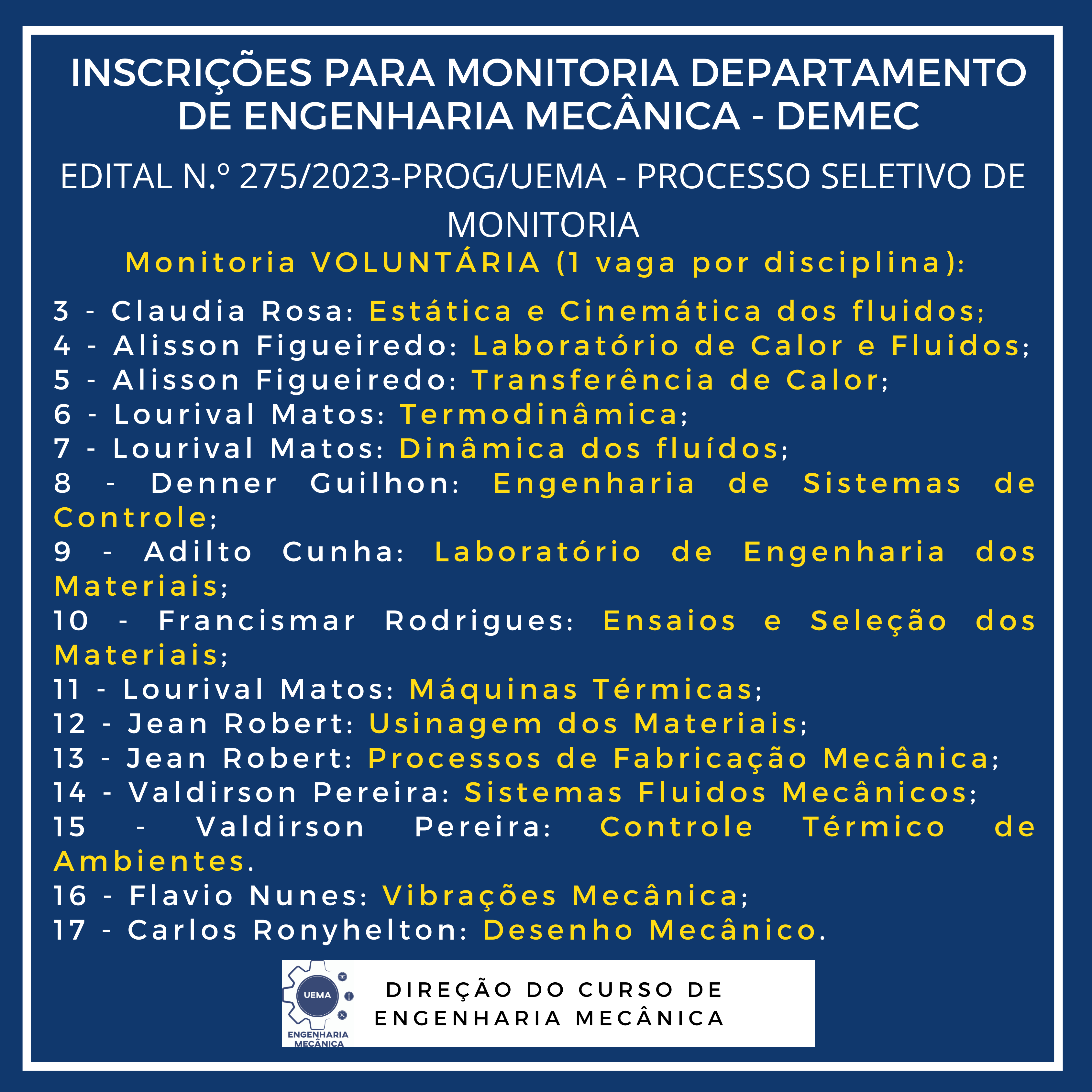 Oportunidade de Monitoria para o semestre 2023.2!