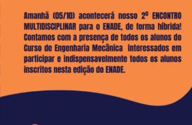 AMANHÃ (05/10) acontecerá nosso 2º ENCONTRO MULTIDISCIPLINAR para o ENADE 2023