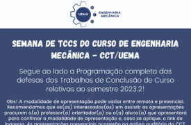 Semana de TCCs do Curso de Engenharia Mecânica – CCT/UEMA
